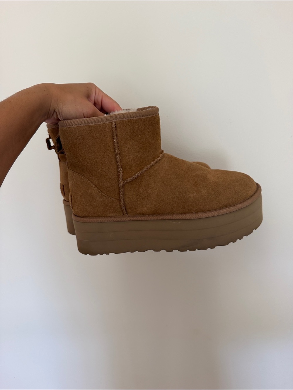 UGG Tan Suede Platform Ankle Boots